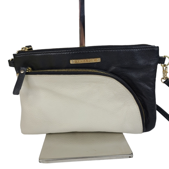 Emma Fox black & white color block small pebbled leather convertible crossbody - Picture 2 of 15